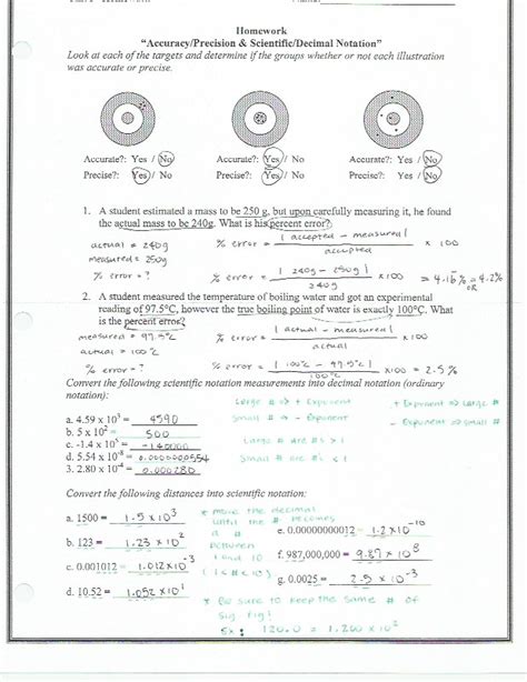Accuracy And Precision Chemistry Worksheet Answers Accuracy Precision Worksheet - Accuracy Precision Worksheet