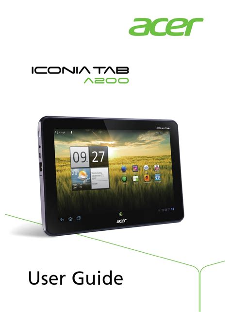 Full Download Acer A200 Tablet User Guide 