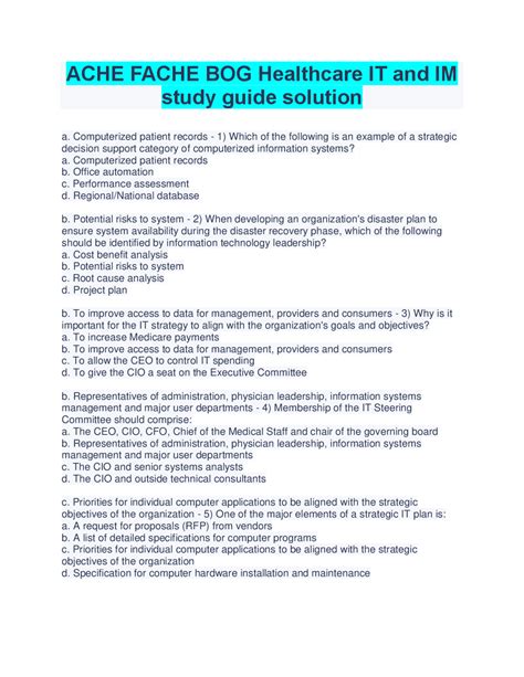 Ache Study Guide