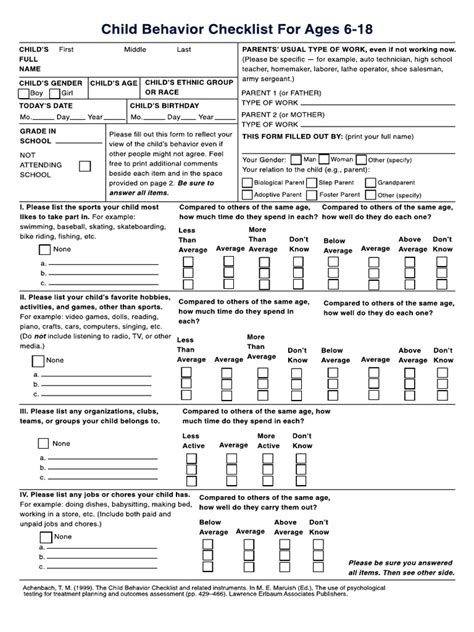 Achenbach Child Behavior Checklist