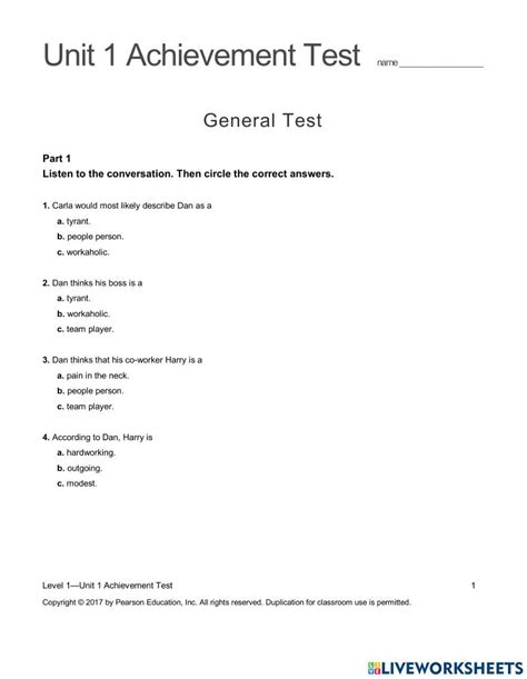 achievement test summit 1 unit 1 5