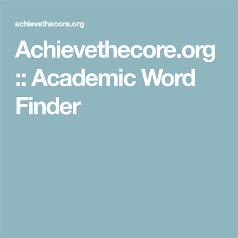 Achievethecore Org Academic Word Finder Academic Vocabulary By Grade Level - Academic Vocabulary By Grade Level