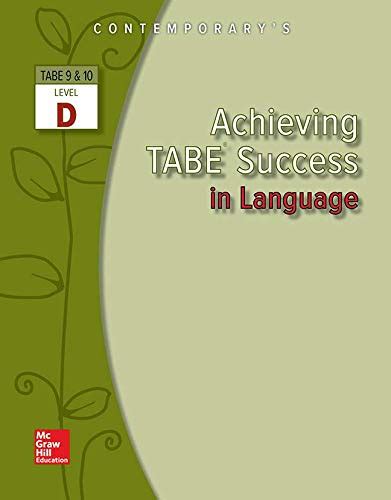 Full Download Achieving Tabe Success In Language Tabe 9 And 10 Level D 