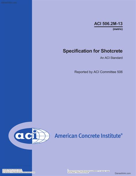aci 506 2m 13 specification for shotcrete english