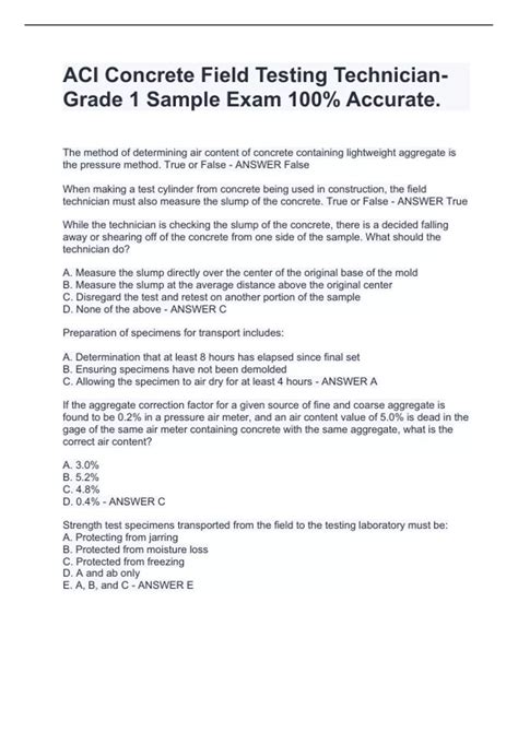 Aci Concrete Practice Test