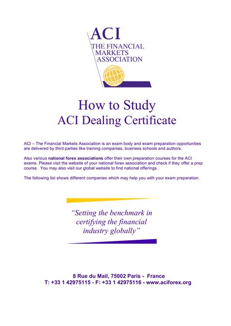 Aci Dealing Certificate Study