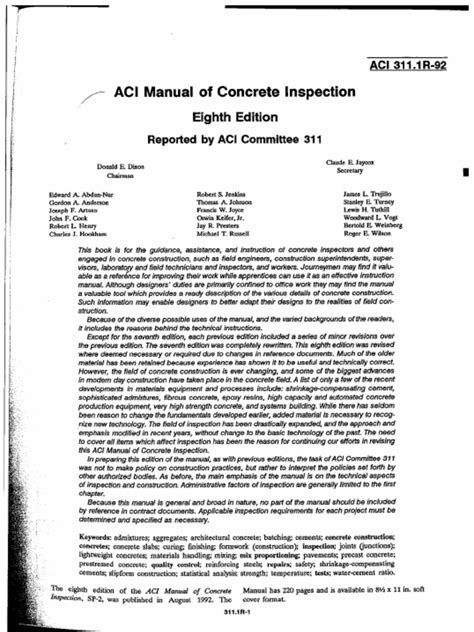 Read Aci Manual Of Concrete Inspection 