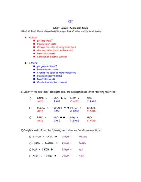 acid and bases study guide chap 15