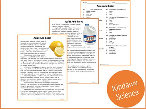 Acids And Bases Reading Comprehension Passage Printable Worksheet Acid Base Ph Worksheet - Acid Base Ph Worksheet