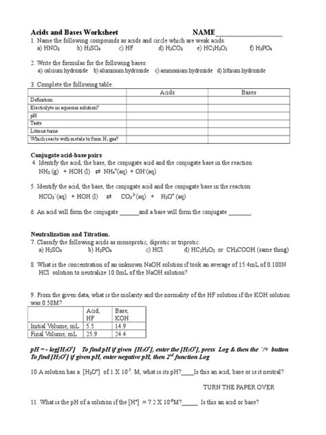 acids and bases test key