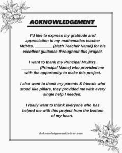 Acknowledgement For Maths Project