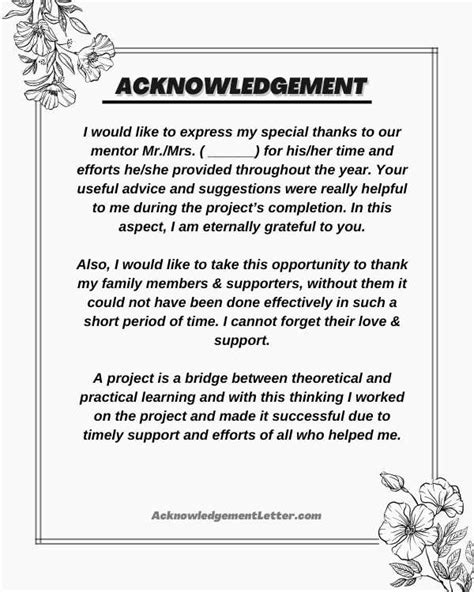 Acknowledgement For Science Project