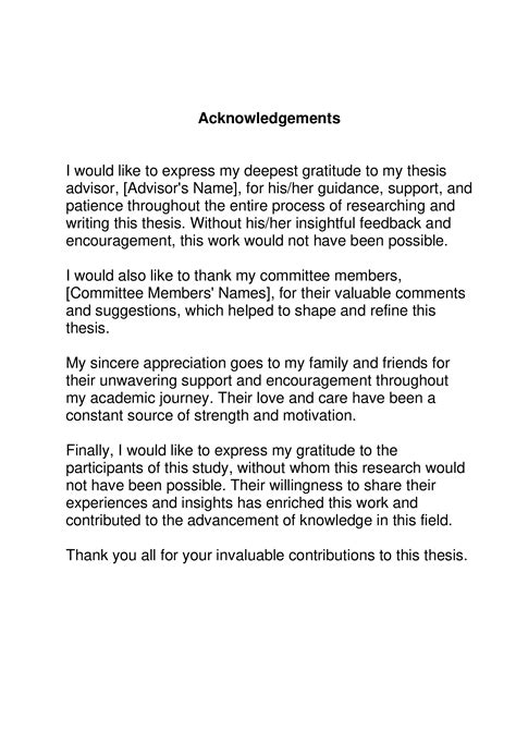 Acknowledgement Format For Thesis