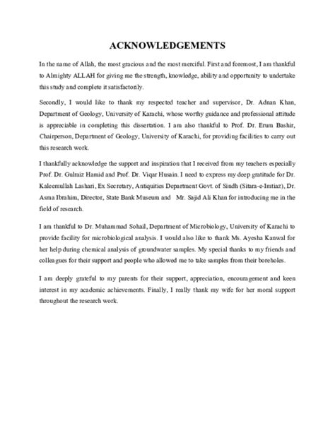 Acknowledgement Sample For Thesis