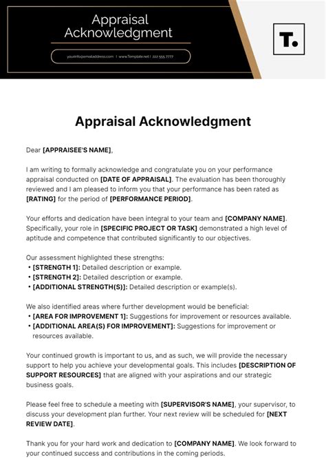 acknowledgment comments after appraisal