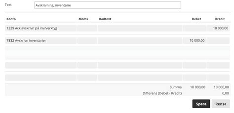 ackumulerade avskrivningar inventarier