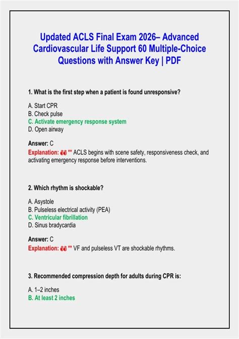 Acls Advanced Answer To Papers