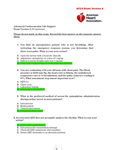 Acls Exam Version A 4