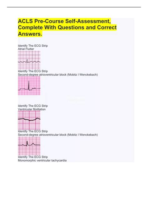 Acls Precourse Test Answers
