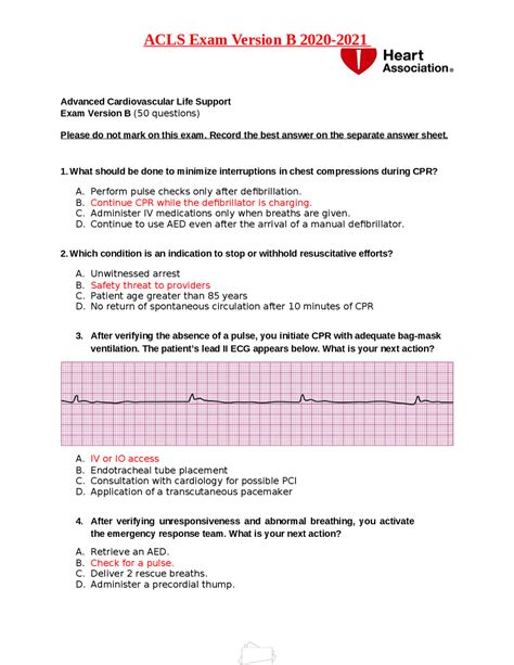 Acls Written Test Version B Answers