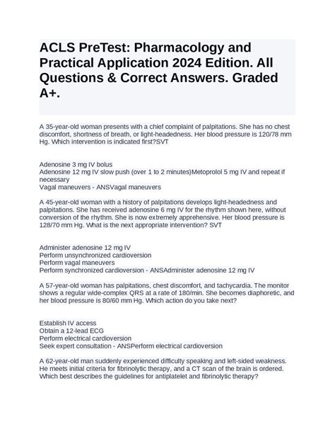 Read Online Acls Pretest Answers 8Th Edition 