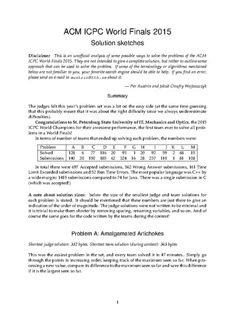 Acm Icpc Problems Solutions