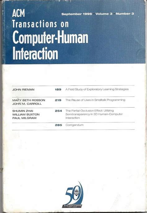 Acm Transactions On Computer Human Interaction
