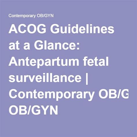 Download Acog Documentation Guidelines For Antepartum Care 