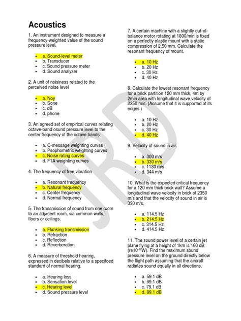 Acoustics Mcq