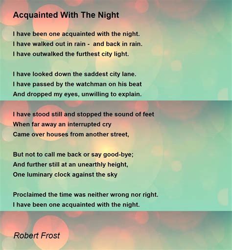 Acquainted With The Night Poem Analysis Robert Frost Rhyme Scheme - Robert Frost Rhyme Scheme
