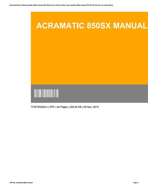 Download Acramatic 850Sx User Guide 