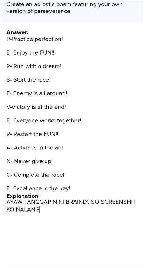 acrostic perseverance poem examples