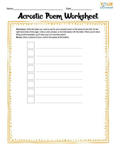 Acrostic Poems For Kids Worksheet Education Com Acrostic Poems For First Grade - Acrostic Poems For First Grade
