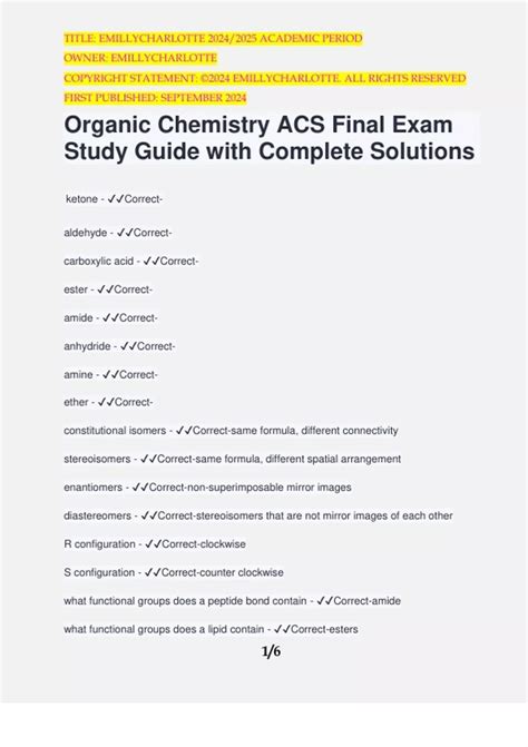 Acs Chem Study Guide