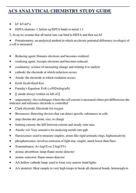 Acs Chemistry Study Guide