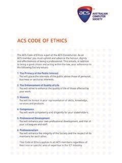 Acs Codes Of Ethics Are