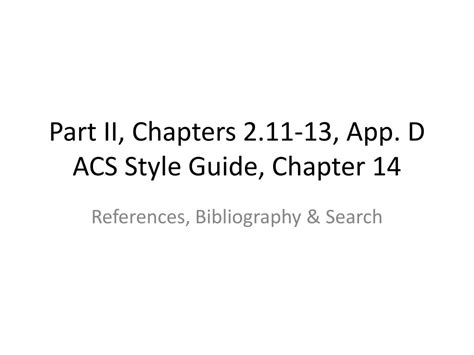 Acs Style Guide Chapter 14 References