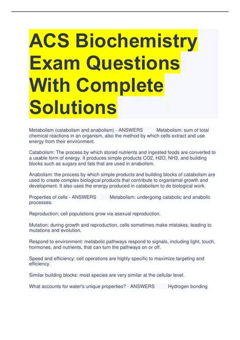 Full Download Acs Biochemistry Practice Exam Questions 