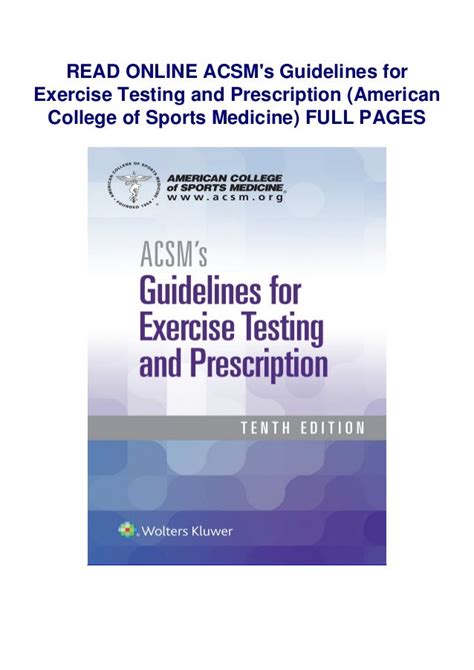 Download Acsm Guidelines For Exercise Testing And Prescription 