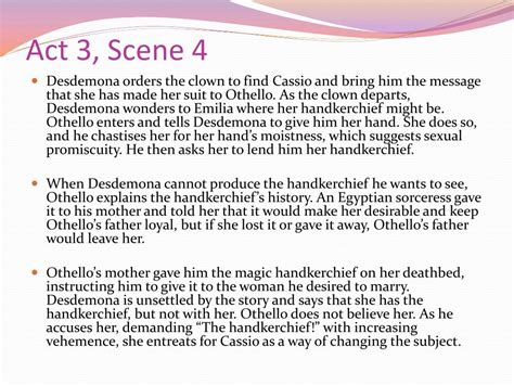 Act 3 Scene 4 Othello Summary