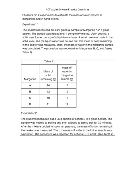 act aspire science practice
