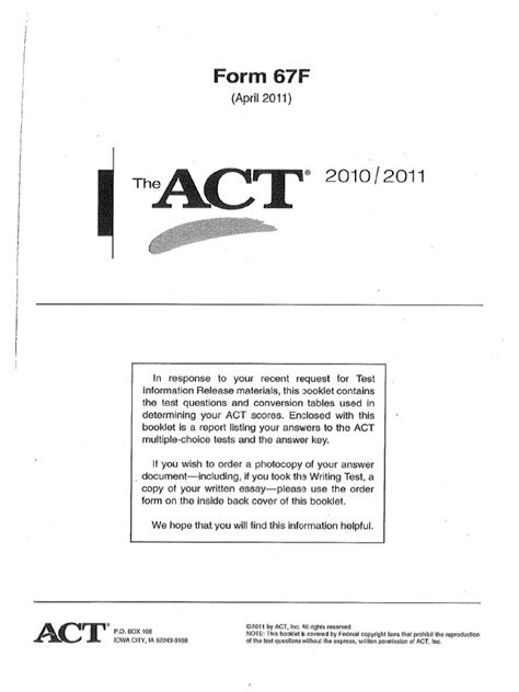 Act Form 67f Answer Key