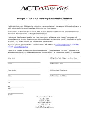 Act Online Prep Order Form 2017 2018
