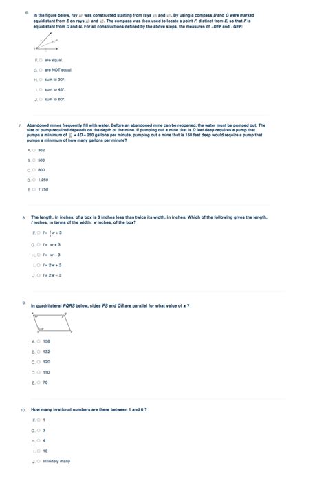 act practice math and answers
