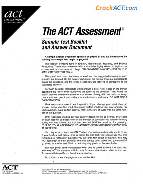 act sample test 0255c answers