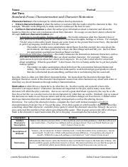 Act Two Standards Focus Characterization Andcharacter Motivation