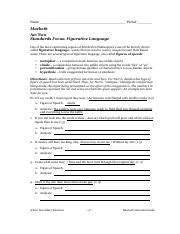 Act Two Standards Focus Figurative Language