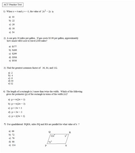 Act Worksheets Math   Act And Sat Test Prep Worksheets To Practice - Act Worksheets Math