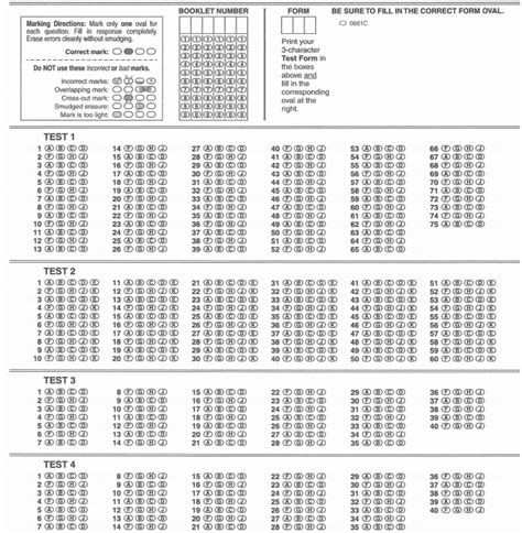 Download Act Answer Sheet 