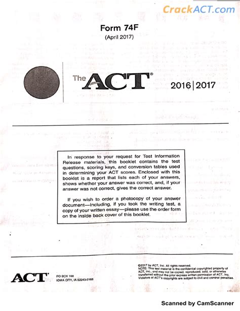 Full Download Act Form 68E Answer Key 